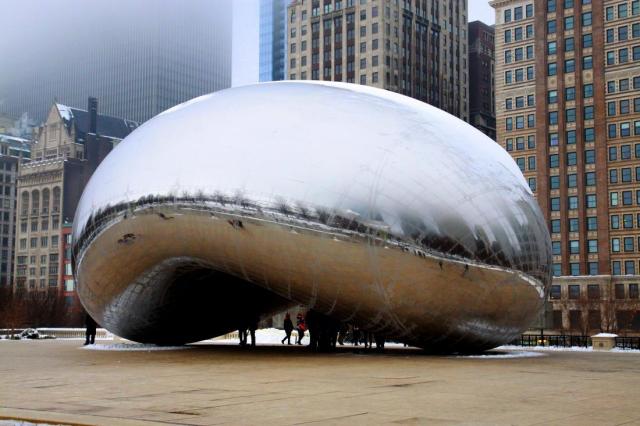 Anish Kapoor's Cloud Gate, on a winter and foggy afternoon in Chicago.jpg